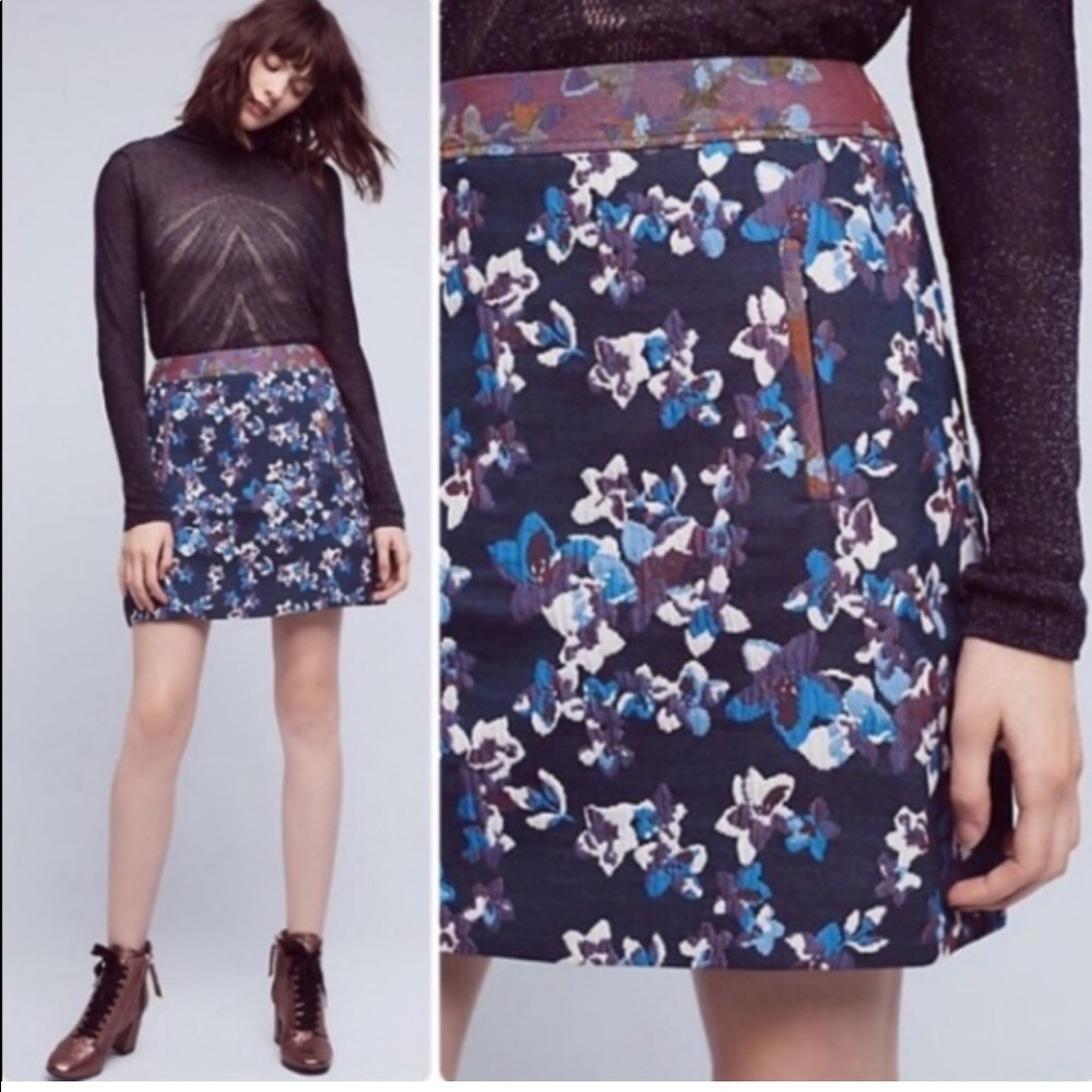 Maeve CARDANA Purple Blue White Floral Skirt Size 0